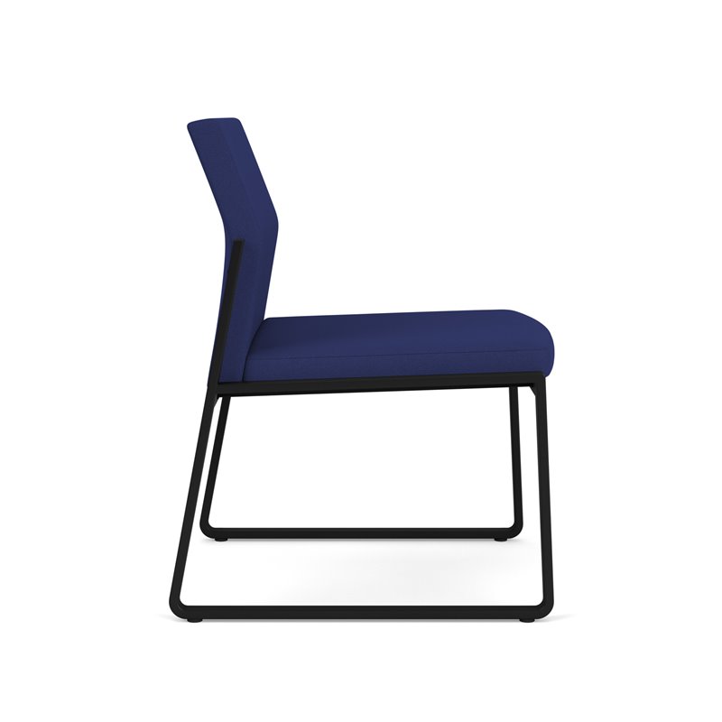 Gansett Reception Waiting Room Armless Guest Chair / Black Steel / Blue