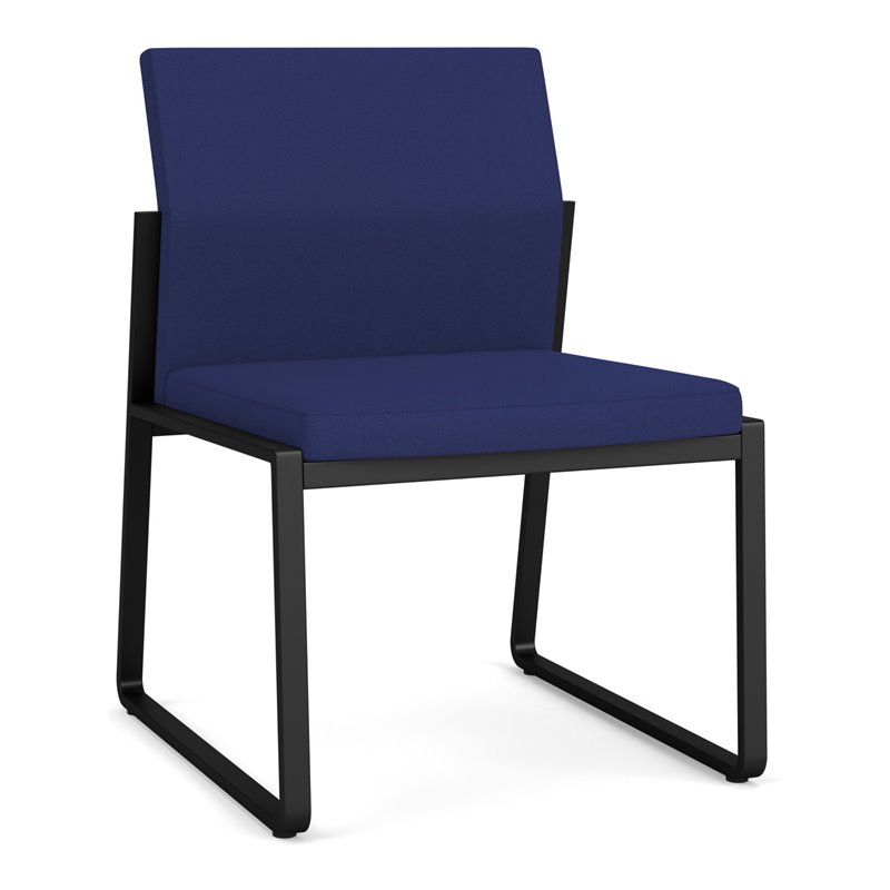 Gansett Reception Waiting Room Armless Guest Chair / Black Steel / Blue