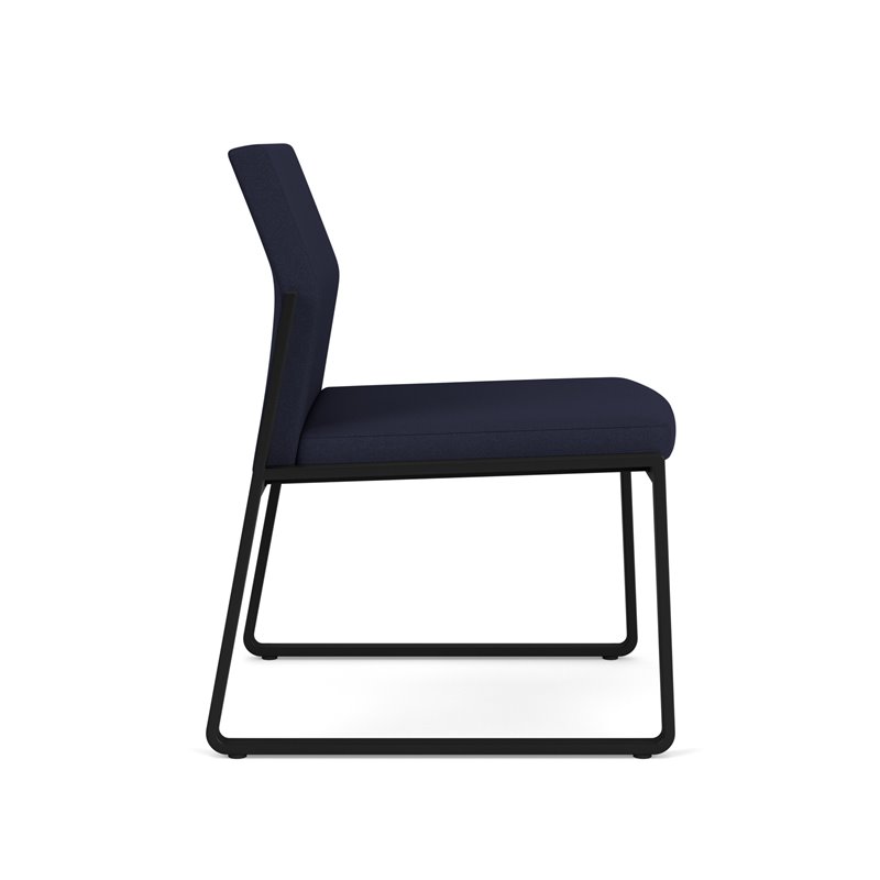 Gansett Reception Waiting Armless Guest Chair / Black Steel / Navy Blue