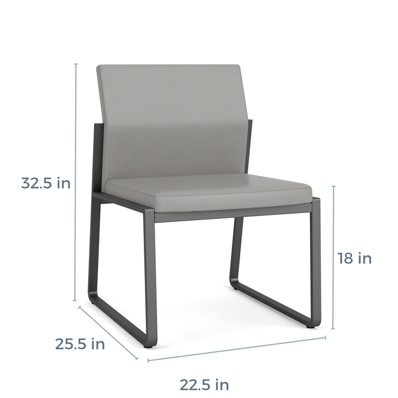 Gansett Reception Waiting Armless Guest Chair / Black Steel / Navy Blue