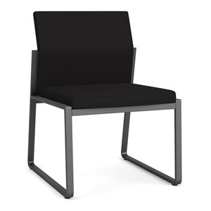 Gansett Reception Waiting Armless Guest Chair / Charcoal Steel / Black