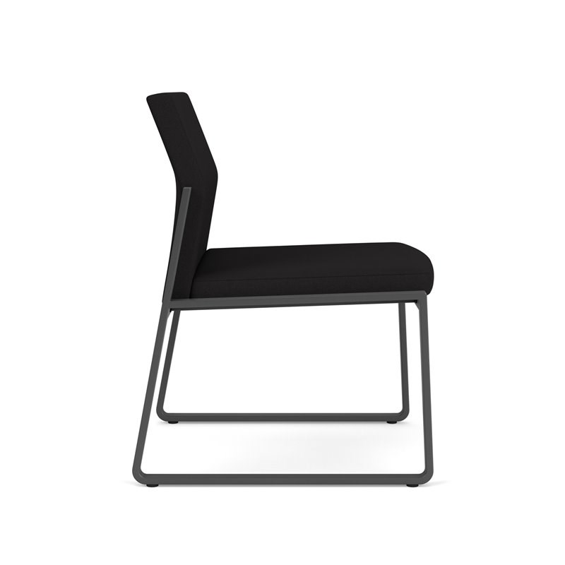 Gansett Reception Waiting Armless Guest Chair / Charcoal Steel / Black