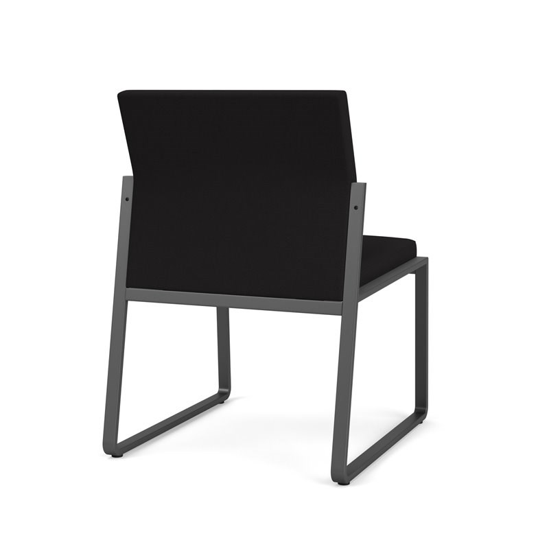 Gansett Reception Waiting Armless Guest Chair / Charcoal Steel / Black