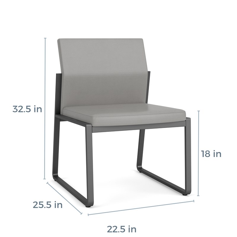 Gansett Reception Waiting Armless Guest Chair / Charcoal Steel / Black