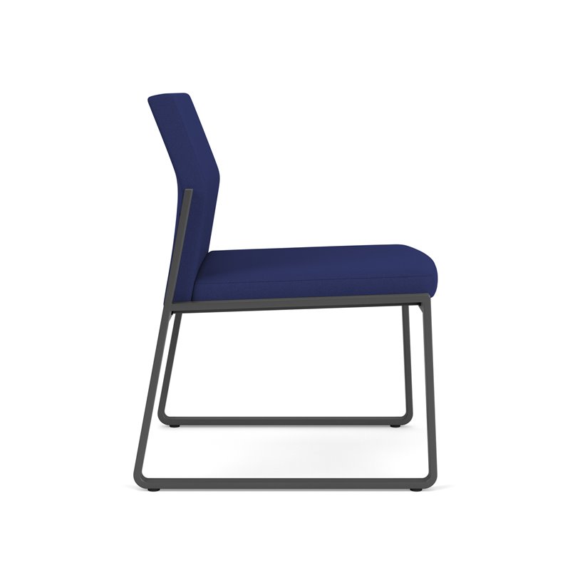 Gansett Reception Waiting Room Armless Guest Chair / Charcoal Steel / Blue