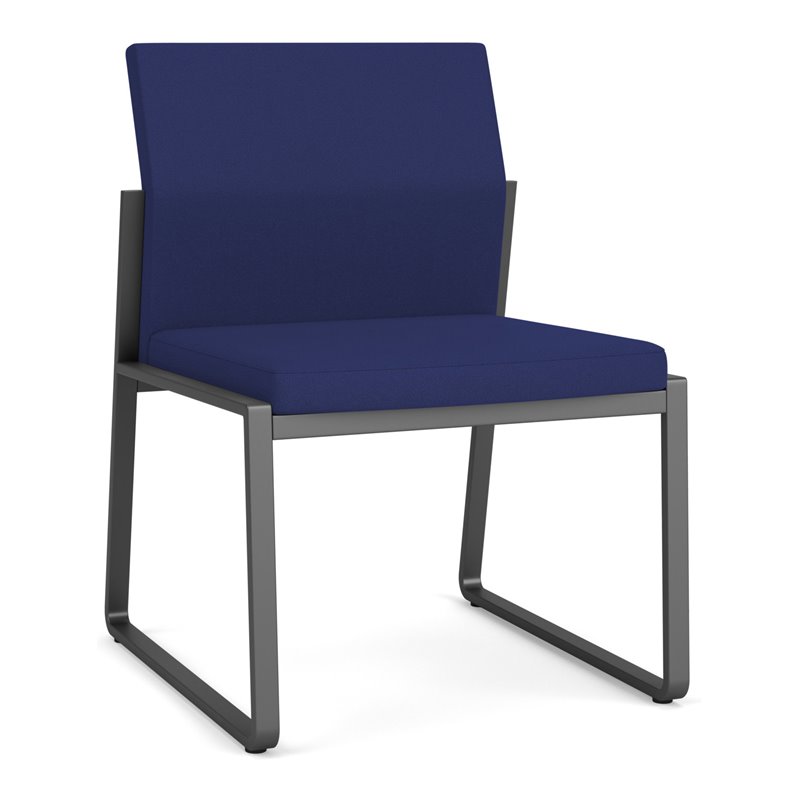 Gansett Reception Waiting Room Armless Guest Chair / Charcoal Steel / Blue