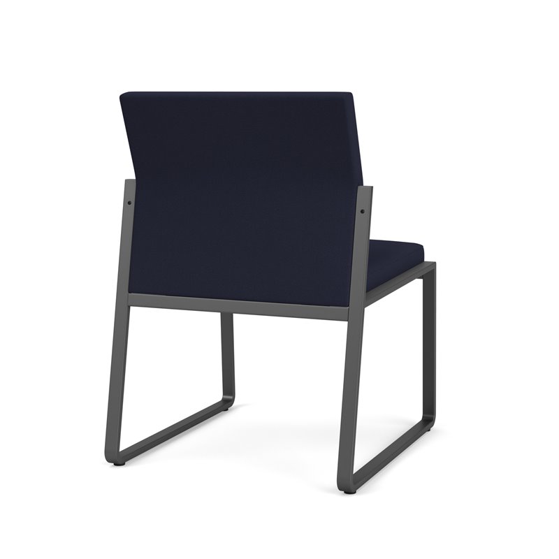 Gansett Reception Waiting Armless Guest Chair / Charcoal Steel / Navy Blue