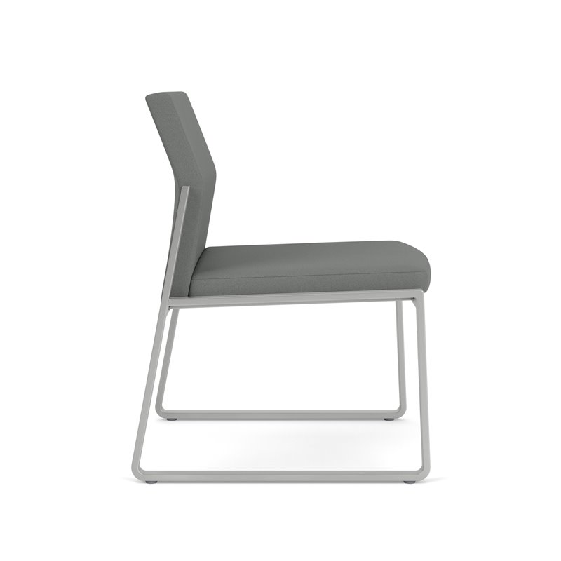 Gansett Reception Waiting Armless Guest Chair / Silver Steel / Light Gray
