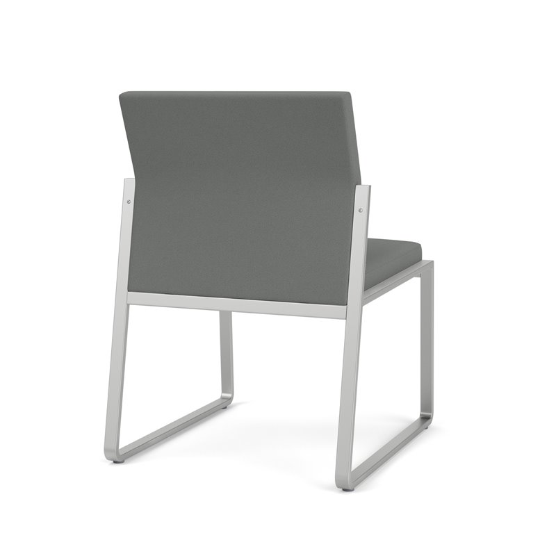Gansett Reception Waiting Armless Guest Chair / Silver Steel / Light Gray
