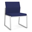 Gansett Reception Waiting Room Armless Guest Chair / Silver Steel / Blue