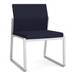 Gansett Reception Waiting Armless Guest Chair / Silver Steel / Navy Blue