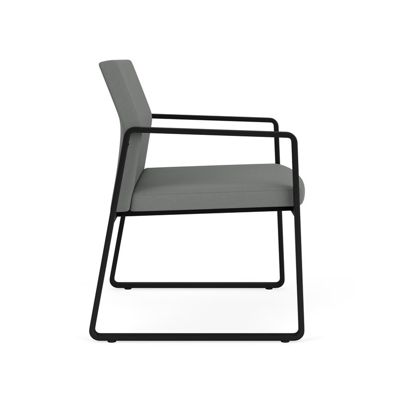 Gansett Reception Waiting Oversize Guest Chair / Black Steel / Light Gray