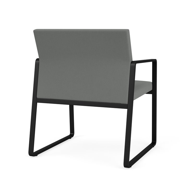 Gansett Reception Waiting Oversize Guest Chair / Black Steel / Light Gray