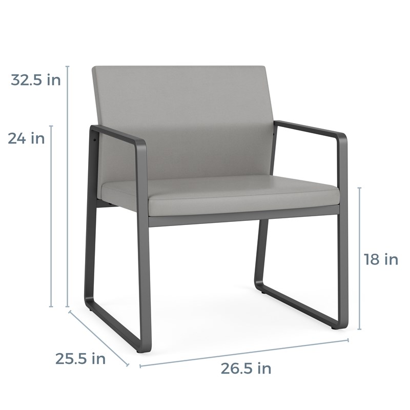 Gansett Reception Waiting Oversize Guest Chair / Black Steel / Light Gray