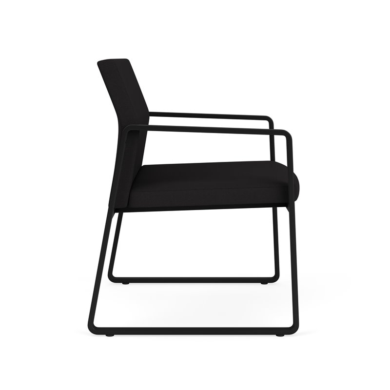 Gansett Reception Waiting Room Oversize Guest Chair / Black Steel / Black