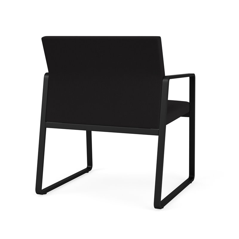 Gansett Reception Waiting Room Oversize Guest Chair / Black Steel / Black