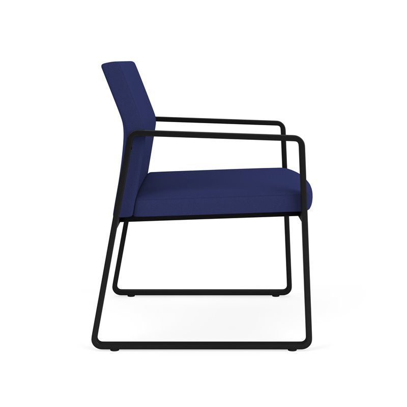 Gansett Reception Waiting Room Oversize Guest Chair / Black Steel / Blue
