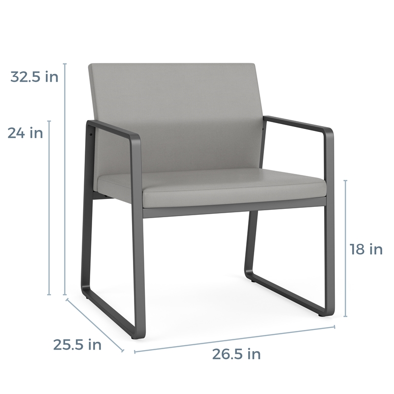 Gansett Reception Waiting Oversize Guest Chair / Black Steel / Navy Blue