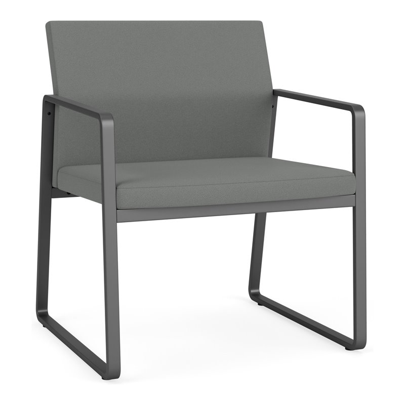 Gansett Reception Waiting Oversize Guest Chair / Charcoal Steel / Light Gray