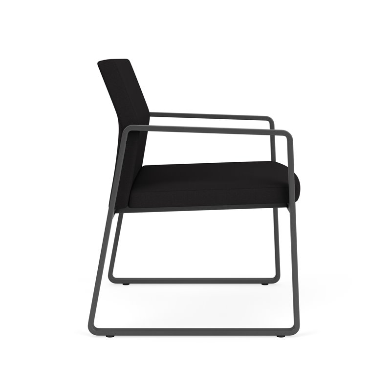 Gansett Reception Waiting Oversize Guest Chair / Charcoal Steel / Black