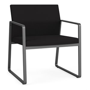Gansett Reception Waiting Oversize Guest Chair / Charcoal Steel / Black