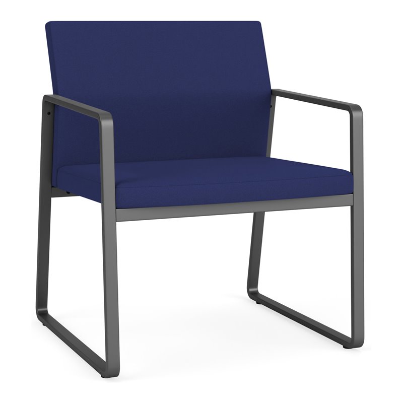 Gansett Reception Waiting Oversize Guest Chair / Charcoal Steel / Blue