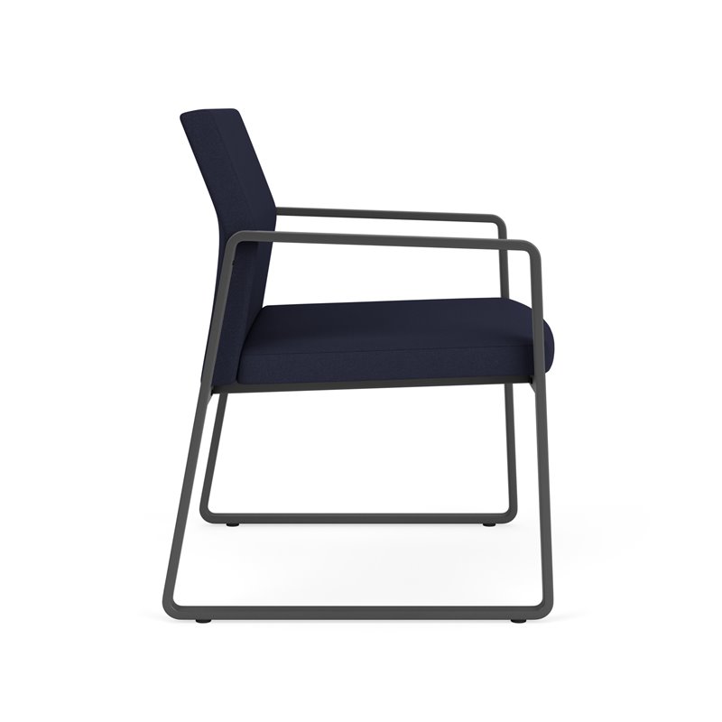 Gansett Reception Waiting Oversize Guest Chair / Charcoal Steel / Navy Blue