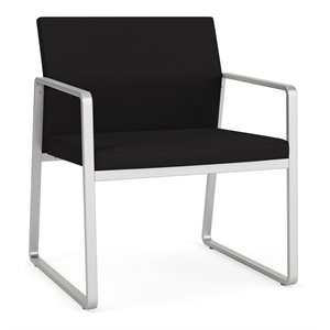Gansett Reception Waiting Room Oversize Guest Chair / Silver Steel / Black