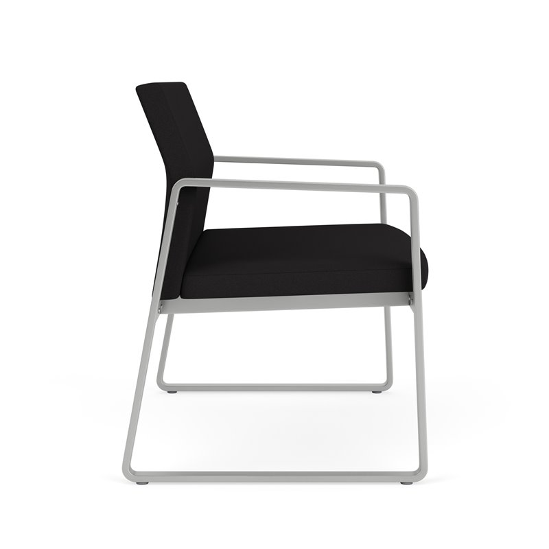 Gansett Reception Waiting Room Healthcare Bariatric Chair / Silver Steel / Black