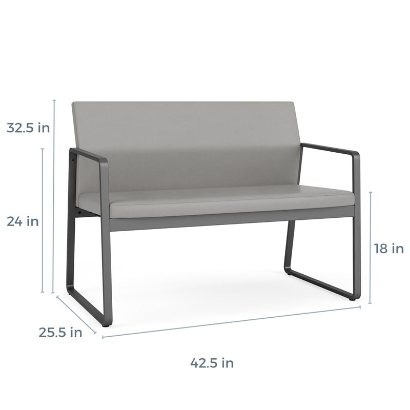 Gansett Reception Waiting Room Healthcare Loveseat / Charcoal Steel / Navy Blue