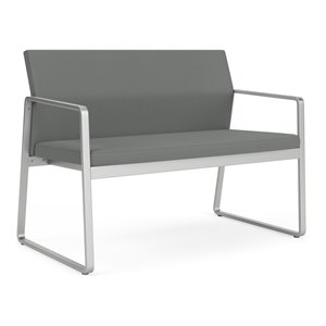 Gansett Reception Waiting Room Healthcare Loveseat / Silver Steel / Light Gray