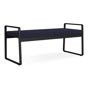 Gansett Reception Waiting Room Healthcare 2-Seat Bench / Black Steel / Navy Blue