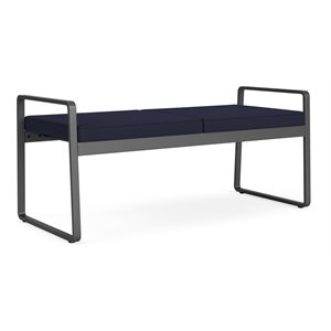 Gansett Reception Waiting Room 2-Seat Bench / Charcoal Steel / Navy Blue