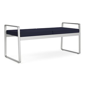 Gansett Reception Waiting Room 2-Seat Bench / Silver Steel / Navy Blue