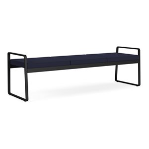 Gansett Reception Waiting Room Healthcare 3-Seat Bench / Black Steel / Navy Blue
