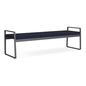 Gansett Reception Waiting Room 3-Seat Bench / Charcoal Steel / Navy Blue