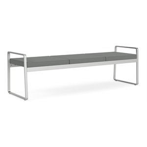 Gansett Reception Waiting Room 3-Seat Bench / Silver Steel / Light Gray