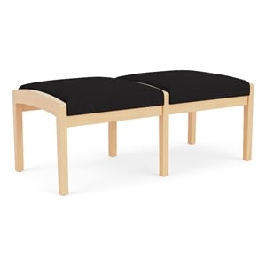 Lenox Wood Reception Waiting Room 18&quot 2-Seat Bench / Natural Wood / Black