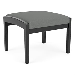 Lenox Wood Reception Waiting 18&quot 1-Seat Bench / Black Wood / Light Gray