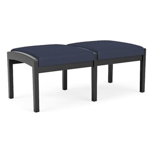 Lenox Wood Reception Waiting Room 18&quot 2-Seat Bench / Black Wood / Blue
