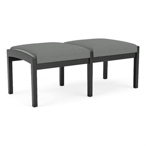 Lenox Wood Reception Waiting 18&quot 2-Seat Bench / Black Wood / Light Gray