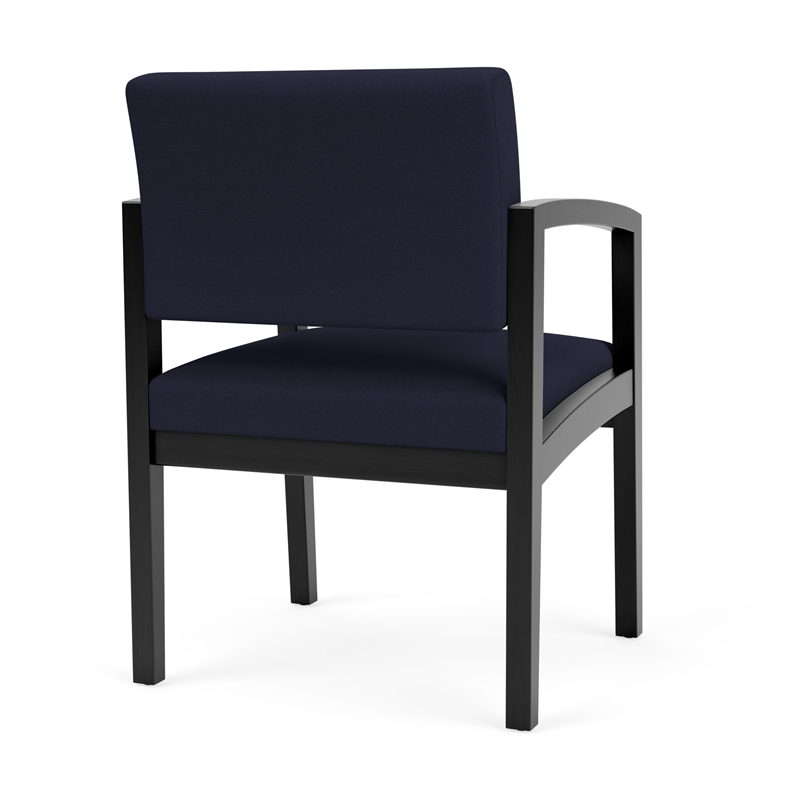 Lenox Wood Reception Waiting Room Guest Chair / Black Wood / Navy Blue