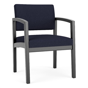 Lenox Wood Reception Waiting Room Guest Chair / Black Wood / Navy Blue