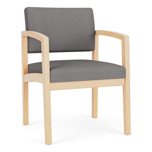 Lenox Wood Reception Waiting Room Guest Chair / Natural Wood / Light Gray