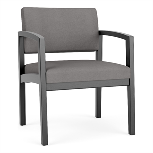 Lenox Wood Reception Waiting Oversize Guest Chair / Black Wood / Light Gray