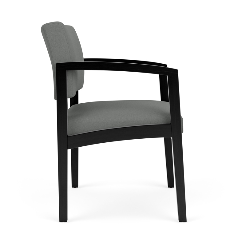 Lenox Wood Reception Waiting Oversize Guest Chair / Black Wood / Light Gray