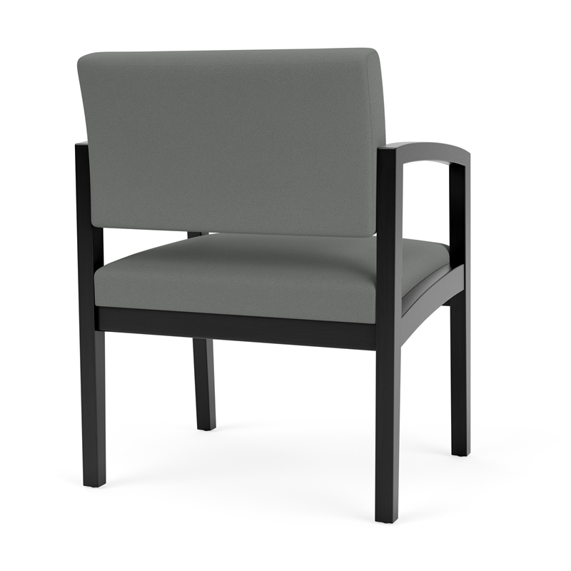 Lenox Wood Reception Waiting Oversize Guest Chair / Black Wood / Light Gray