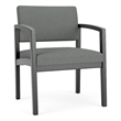 Lenox Wood Reception Waiting Oversize Guest Chair / Black Wood / Light Gray
