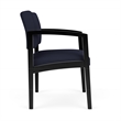 Lenox Wood Reception Waiting Oversize Guest Chair / Black Wood / Navy Blue