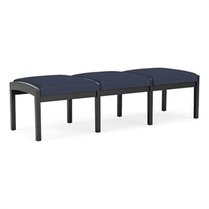 Lenox Wood Reception Waiting Room 18&quot 3-Seat Bench / Black Wood / Blue